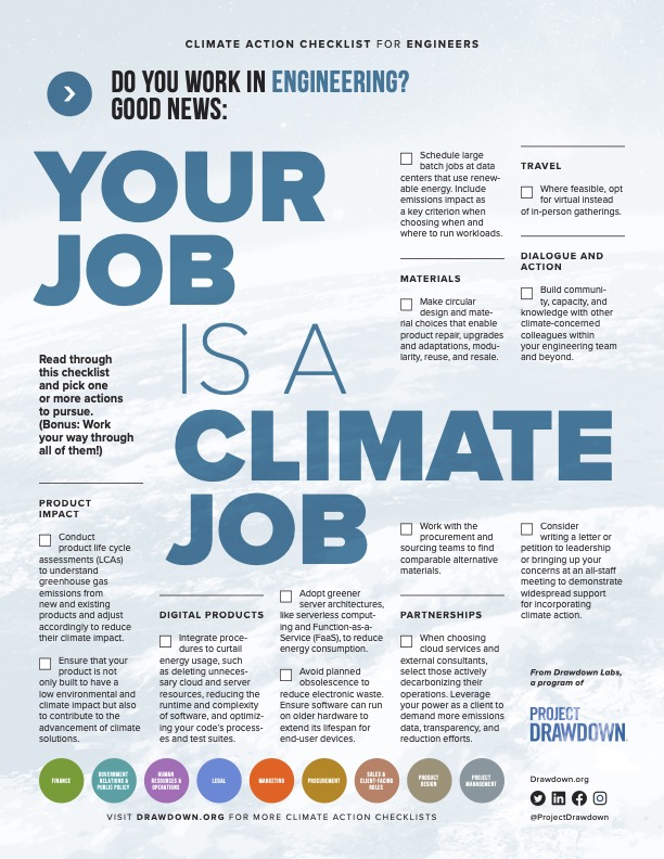 A checklist for making your engineering job a climate job
