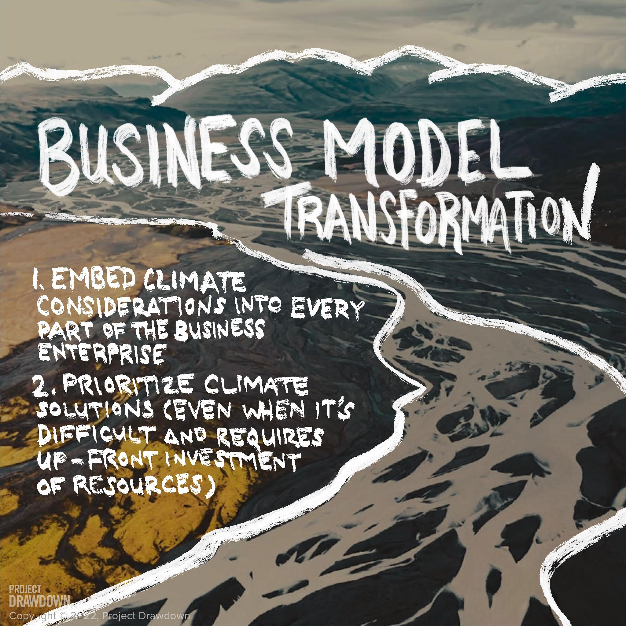 Titled: Business Model Transformation, background image of a canyon. 