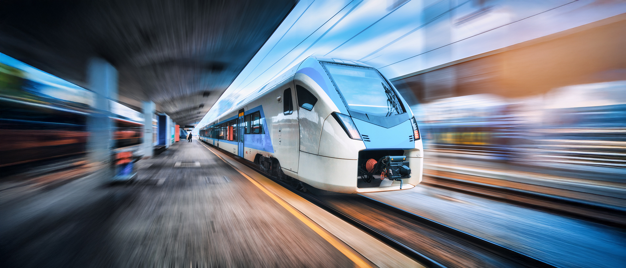 An image of a speeding train