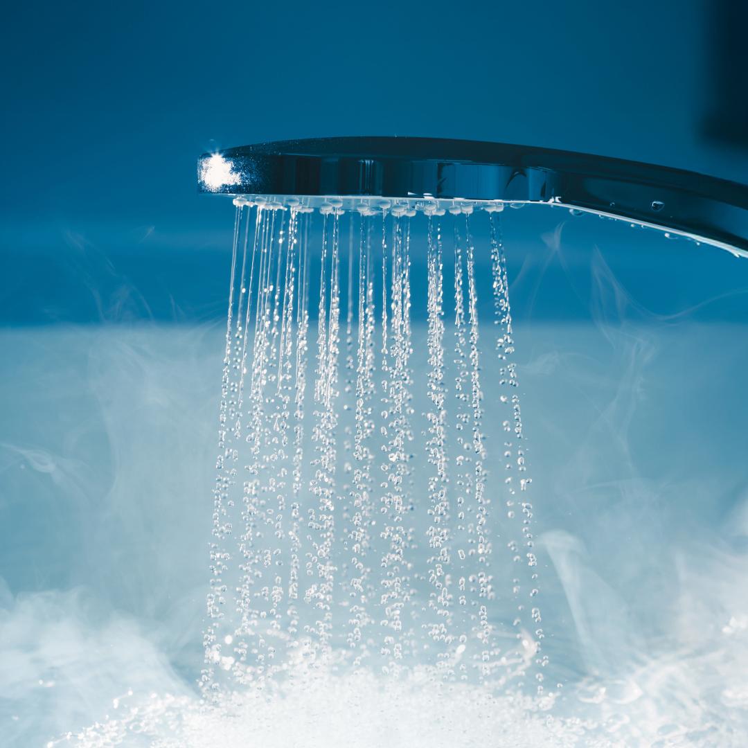 Water streaming from shower head
