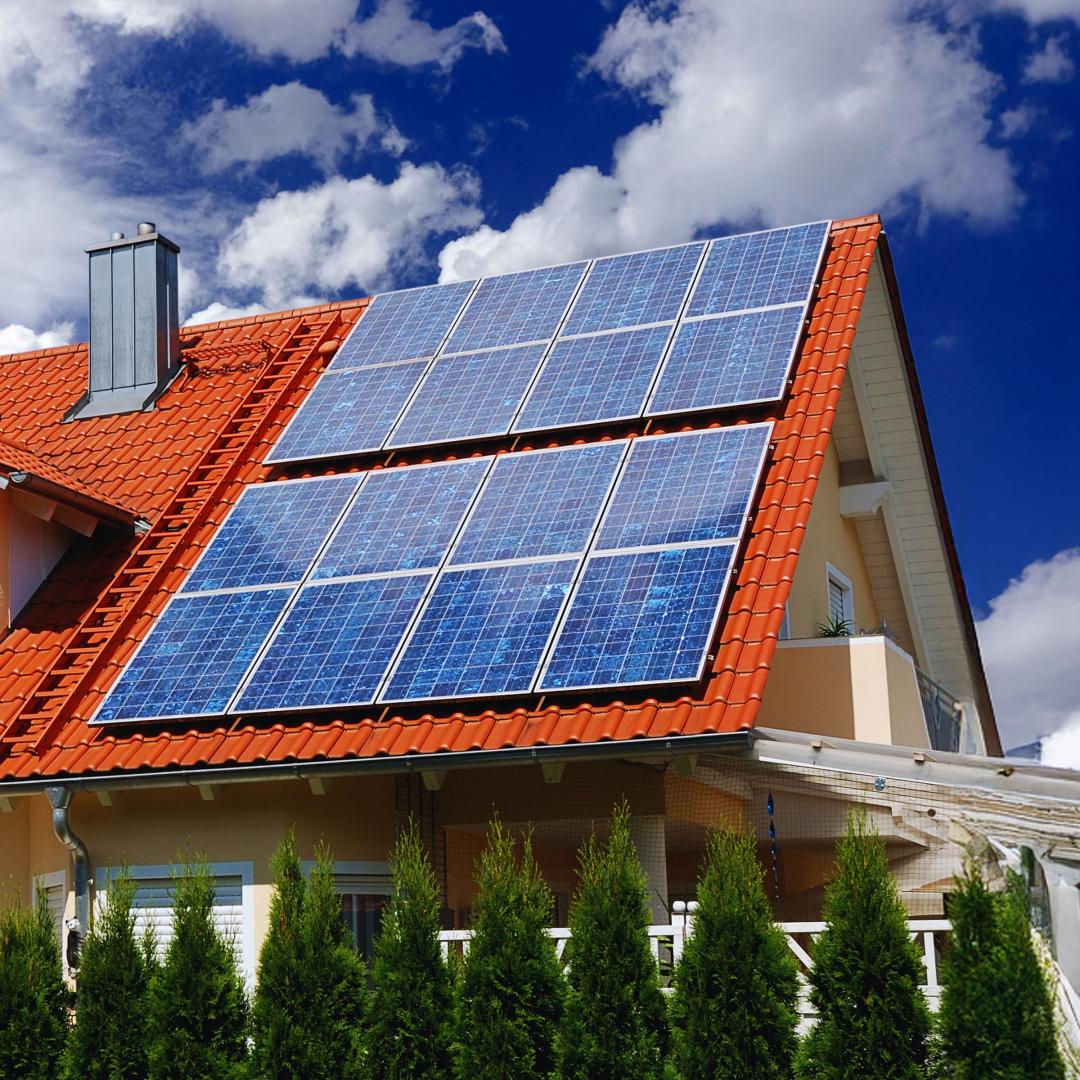 Solar panels on house roof