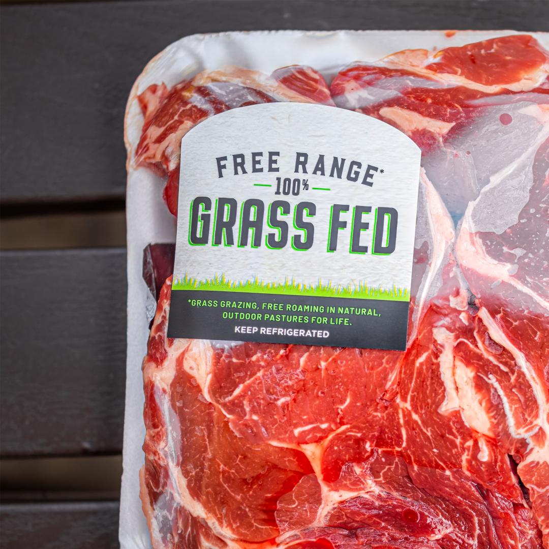 Grass-fed beef in package