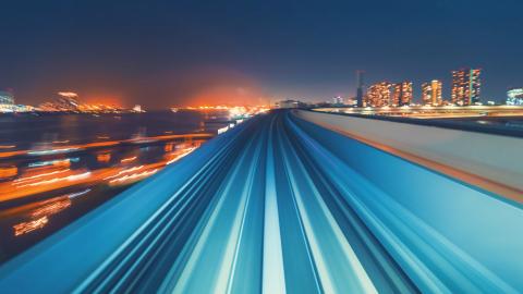 High speed train at night