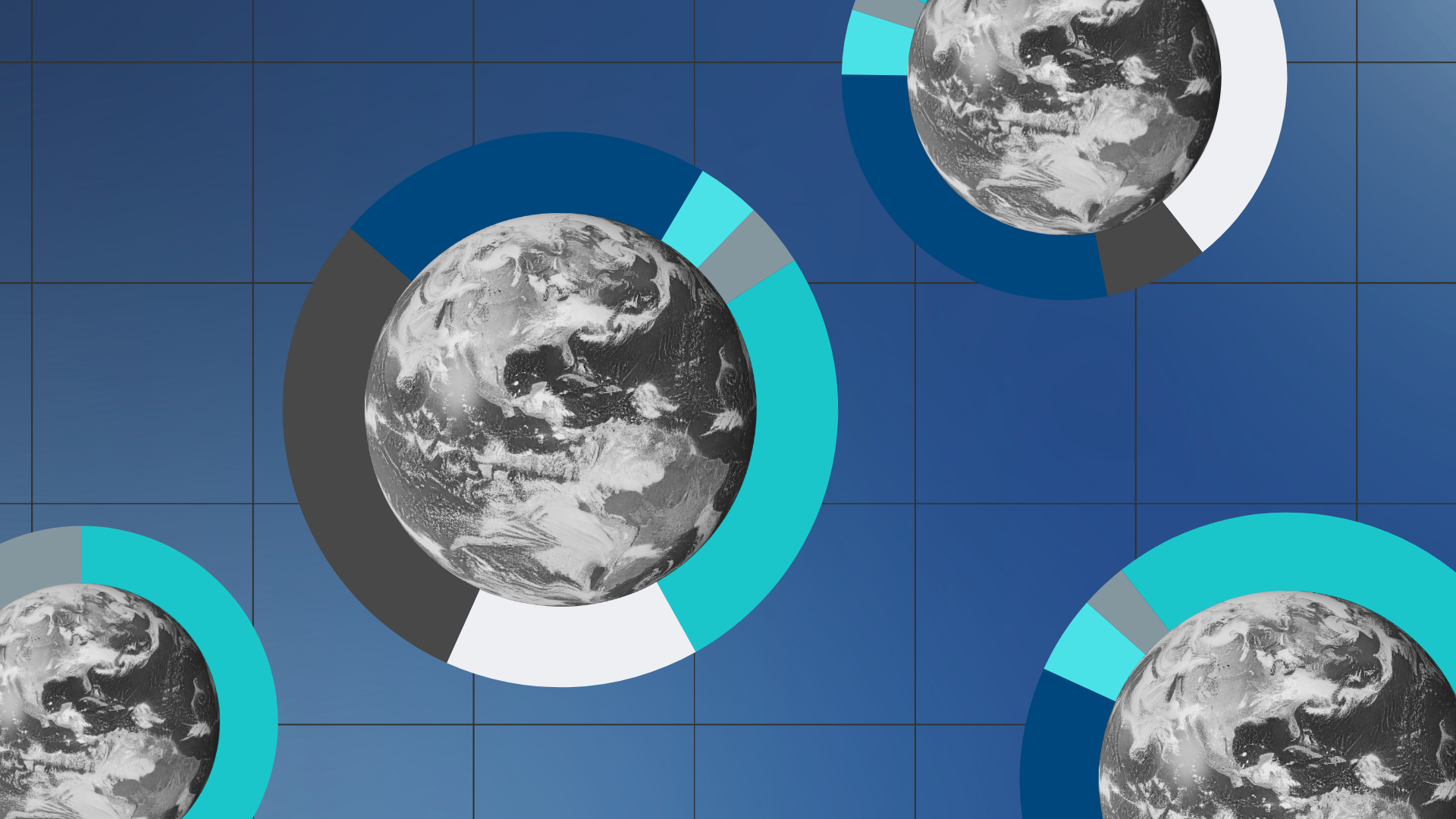 Globes with conceptual donut graphs circliing them