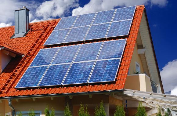 Solar panels on house roof