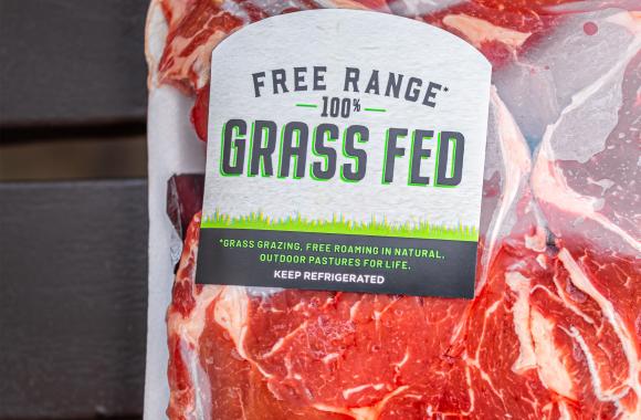 Grass-fed beef in package