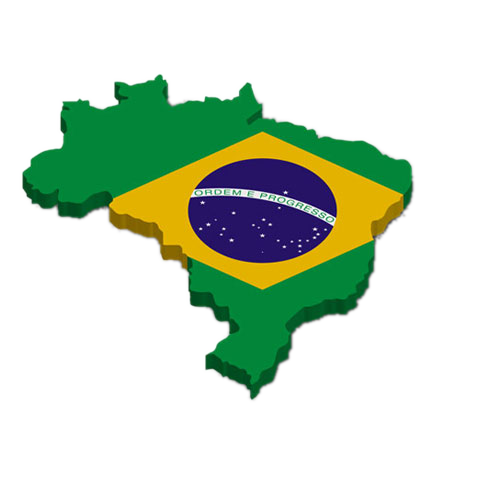 map shape of Brazil with flag
