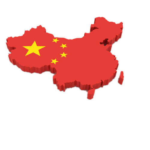 map shape of China with flag
