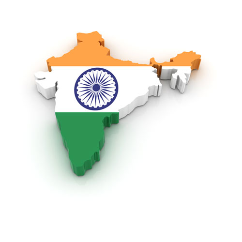 map shape of India with flag