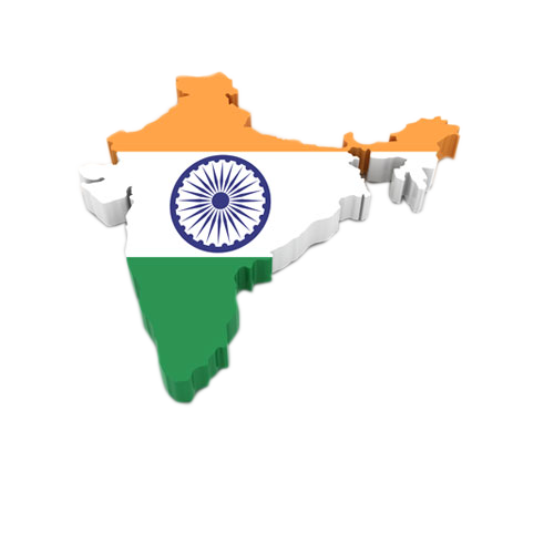 map shape of India with flag