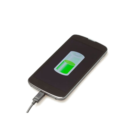 smartphone with charging cable plugged in